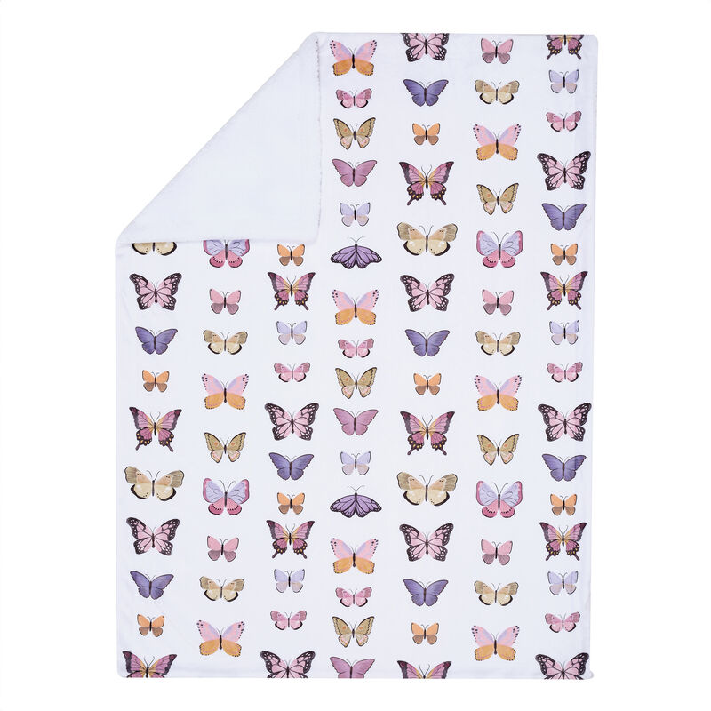 Lambs & Ivy Butterfly Dreams Ultra-Soft Fleece/Faux Shearling Baby Blanket