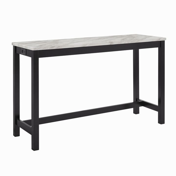 Kate 60 Inch 4 Piece Bar Table Set with Upholstered Stools, Gray-Benzara