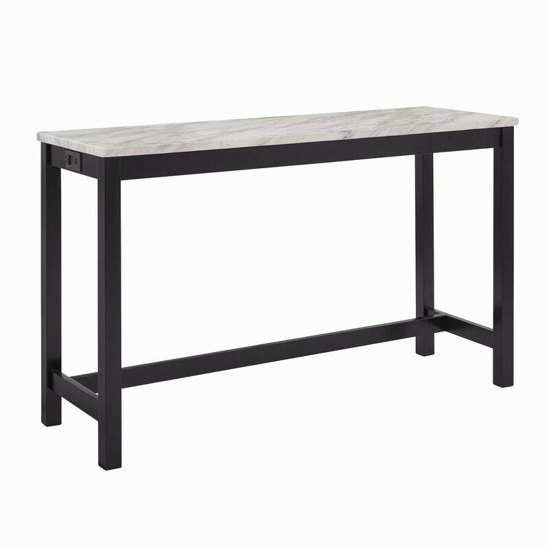 Kate 60 Inch 4 Piece Bar Table Set with Upholstered Stools, Gray-Benzara
