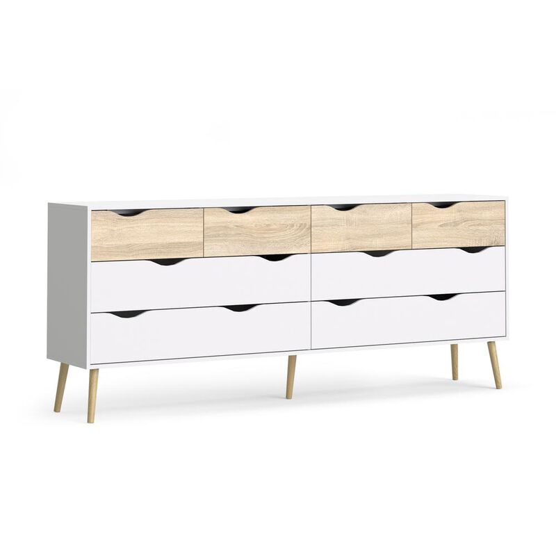 Tvilum Diana 8 Drawer Dresser - White/Oak Structure