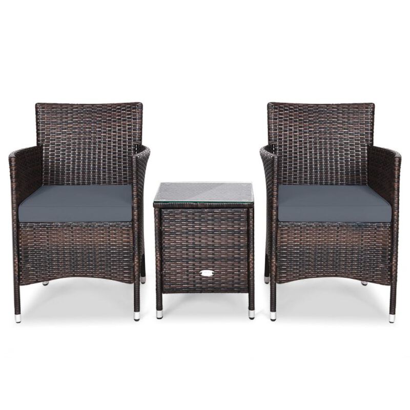 Hivvago 3 Pieces Ergonomic Wicker Patio Conversation Set