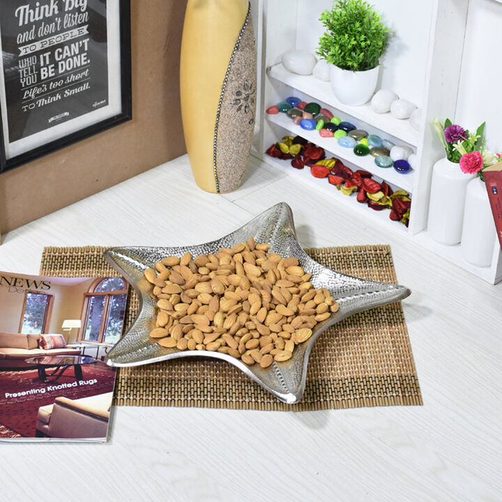 Handmade Decorative Silver Color Coated 14.17 x 14.17 x 1.18 Inches Aluminium Tray 036AB BBH Home's