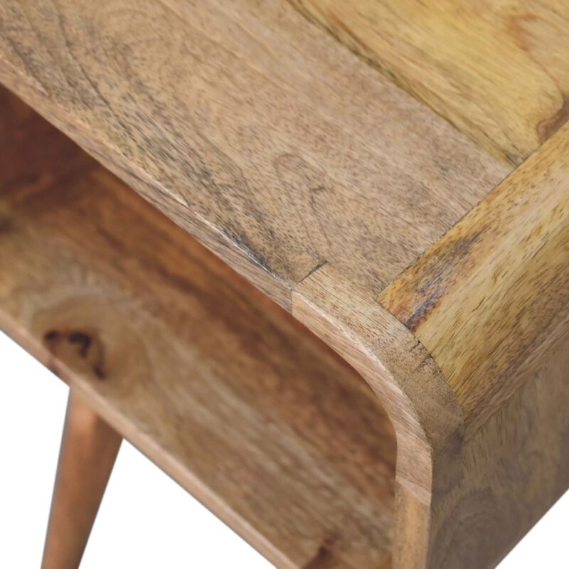 Mini Curved Solid WoodOpen NightStand