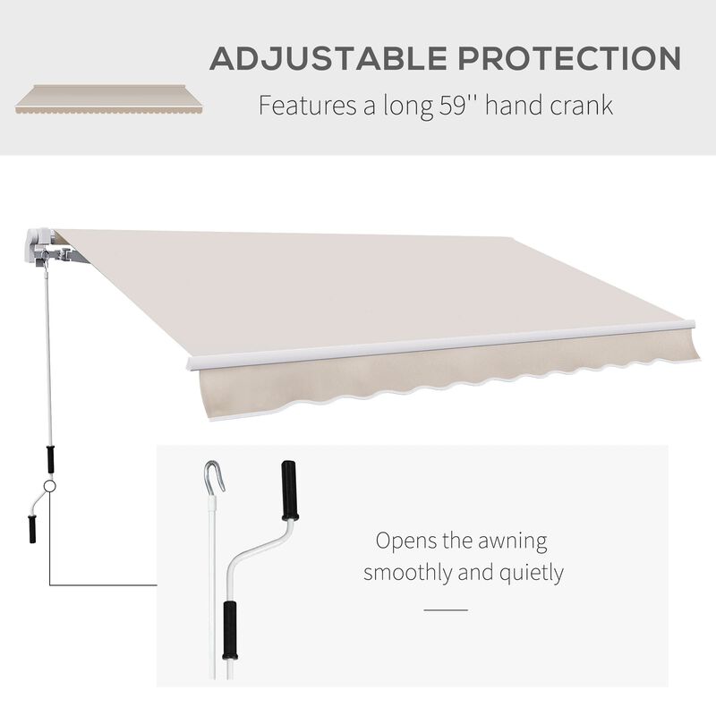 Beige Outdoor Shade: 8'x7' Manual Retractable Patio Awning