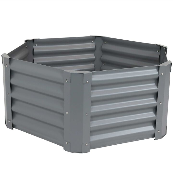 Sunnydaze Powder-Coated Steel Hexagon Raised Garden Bed 41 in