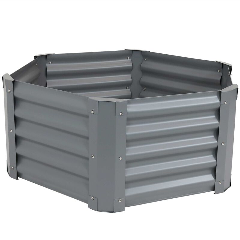 Sunnydaze Powder-Coated Steel Hexagon Raised Garden Bed 41 in