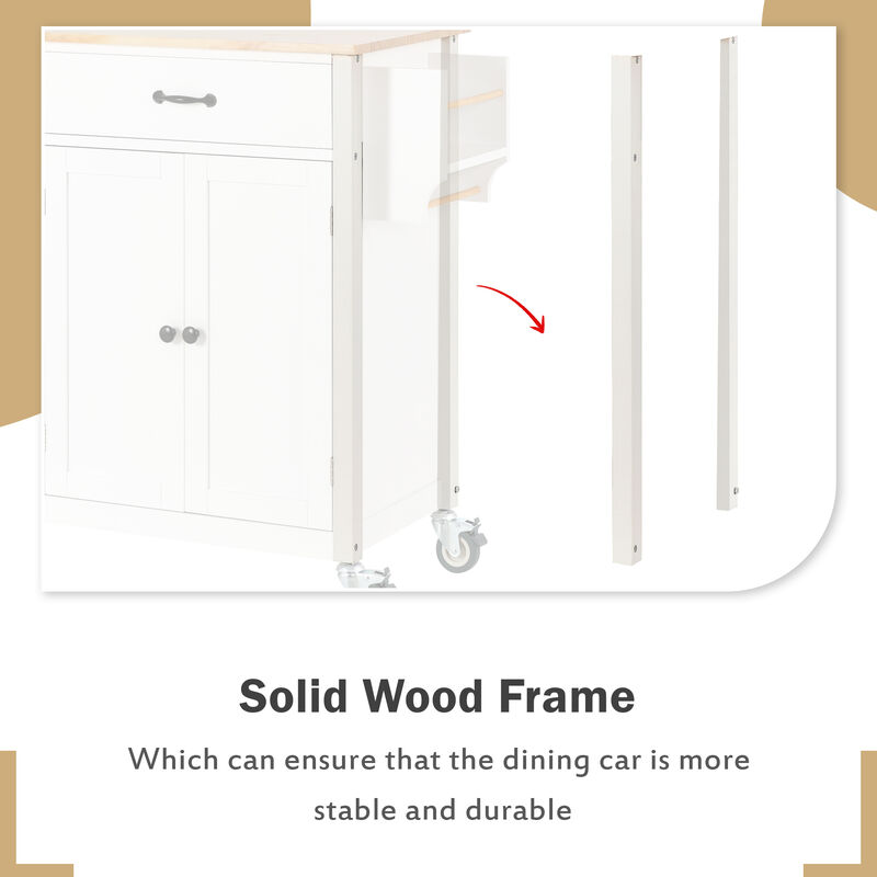 Streamdale Solid Wood Top Kitchen Island Cart with Storage & Towel Rack