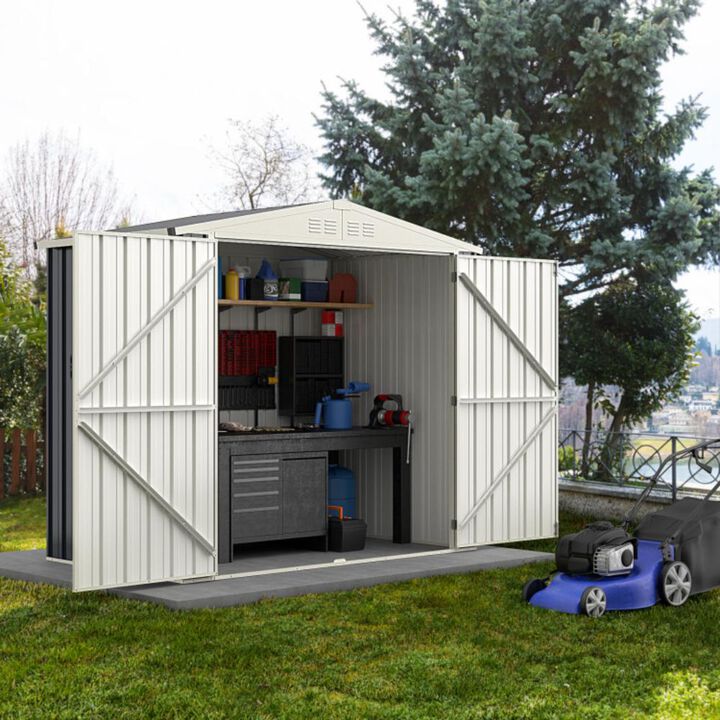 Hivvago 7 x 4 Feet Metal Outdoor Storage Shed with Lockable Door