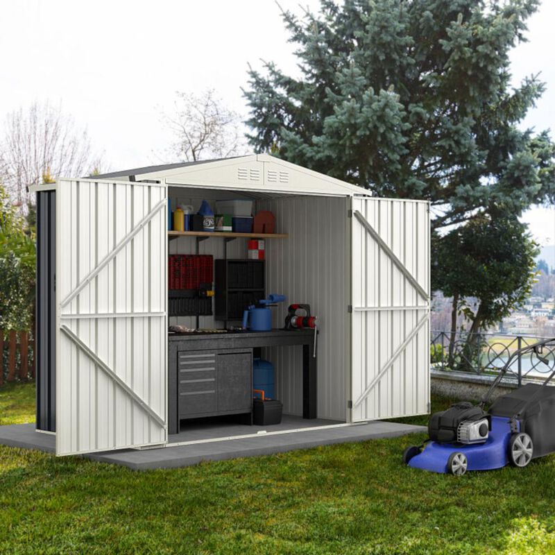 Hivvago 7 x 4 Feet Metal Outdoor Storage Shed with Lockable Door
