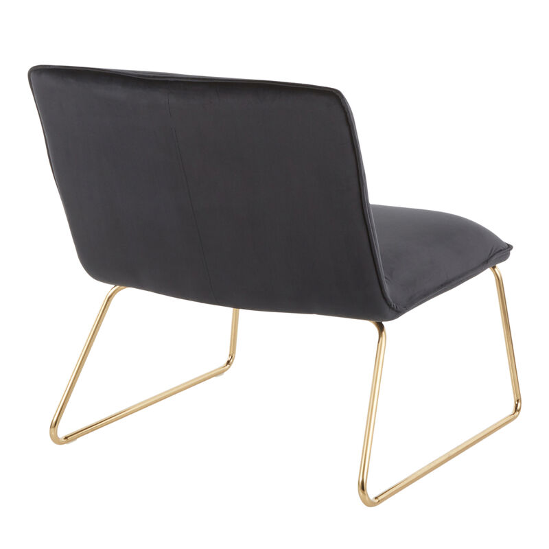 Casper Contemporary Accent Chair In Gold Metal And Black Velvet
