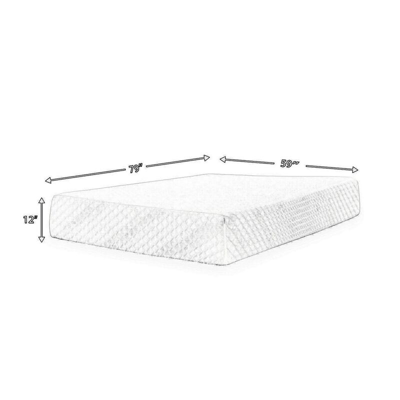 Jeny Queen Mattress, Cool Comfort Memory Foam, Stretch Cover 12 Inch - Benzara