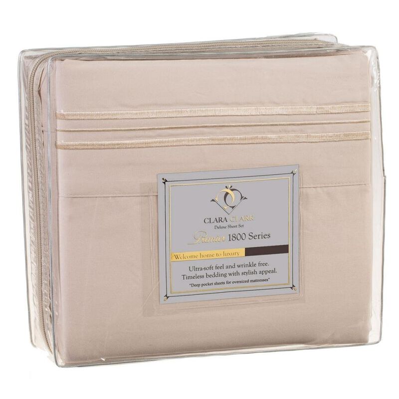 King size 4 Piece Sheet Set in Beige Cream Brushed Microfiber