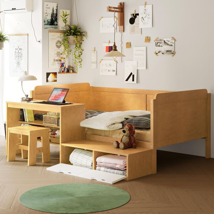 Merax Multi-functional Daybed Bed with Study Desk and 1 Stool