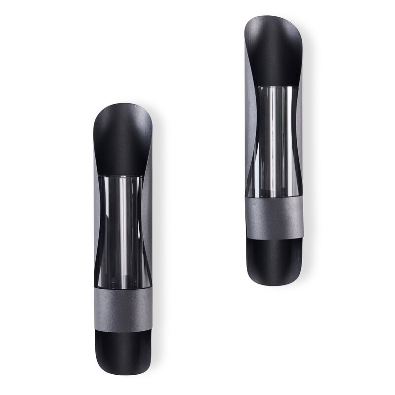 Wall Mount Hugging Metal Candle Sconces with Glass Inserts - (Set of 2) - Black