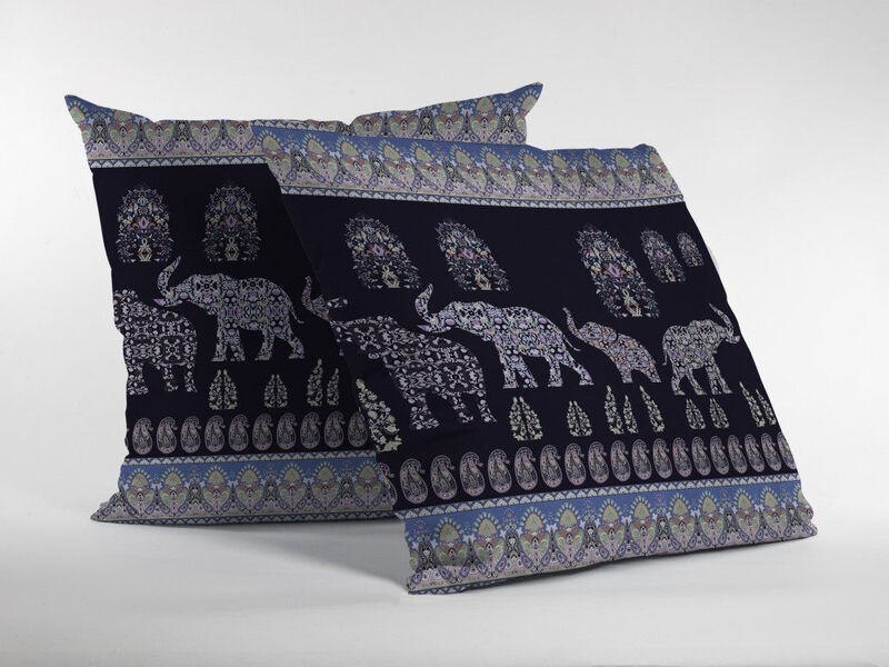 Hivvago 18"Purple Ornate Elephant Zippered Suede Throw Pillow