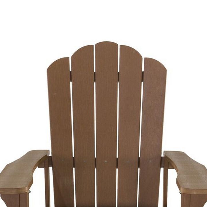 West Outdoor Patio Adirondack Chair, 30 Inch, Wood Style Brown Finish - Benzara