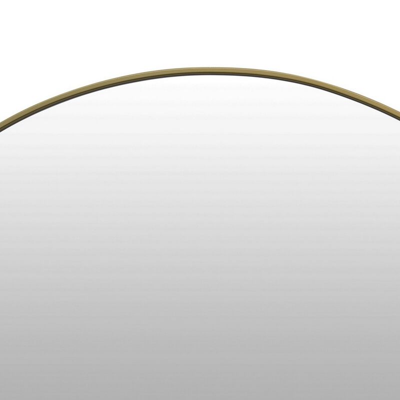 Lima Decorative Wall Mirror, Round Semicircular 30 x 60, Gold Frame - Benzara