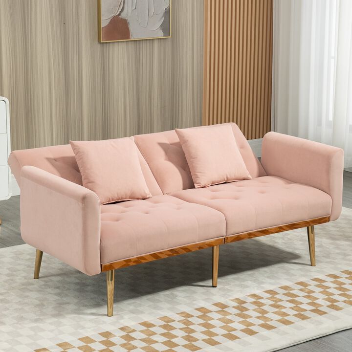 MONDAWE Velvet Sofa, Accent Sofa Loveseat Sofa with Metal Feet for Bedroom, Living Room