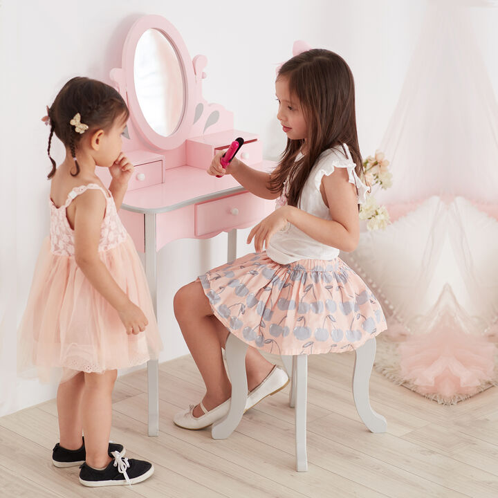Fantasy Fields - Little Princess Rapunzel Play Vanity Set - Pink / Grey