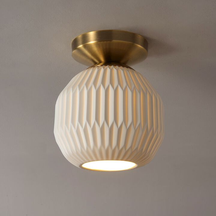 NOVA OF CALIFORNIA Moraga Bone Porcelain Semi-Flush Mount Ceiling Light