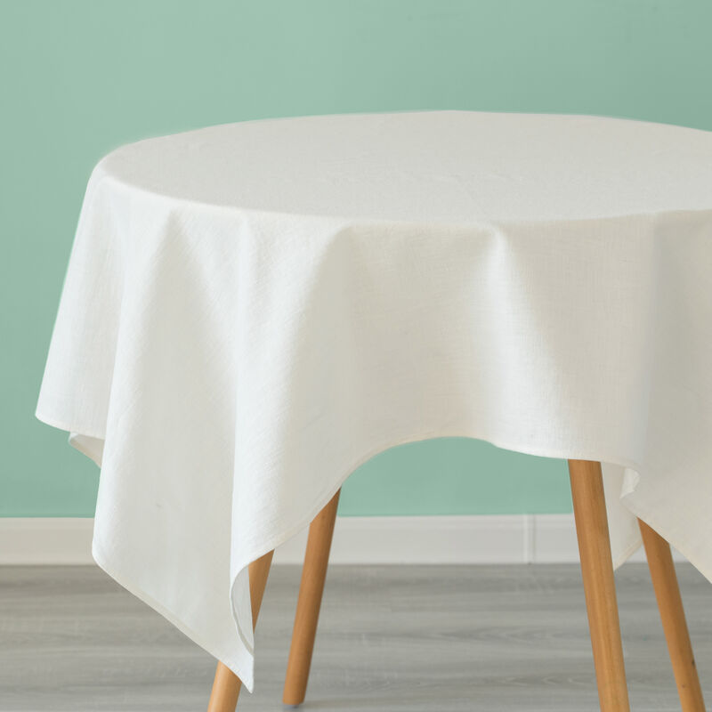 Deerlux 100% Pure Linen Washable Tablecloth Solid Color, 52" x 52" Square White
