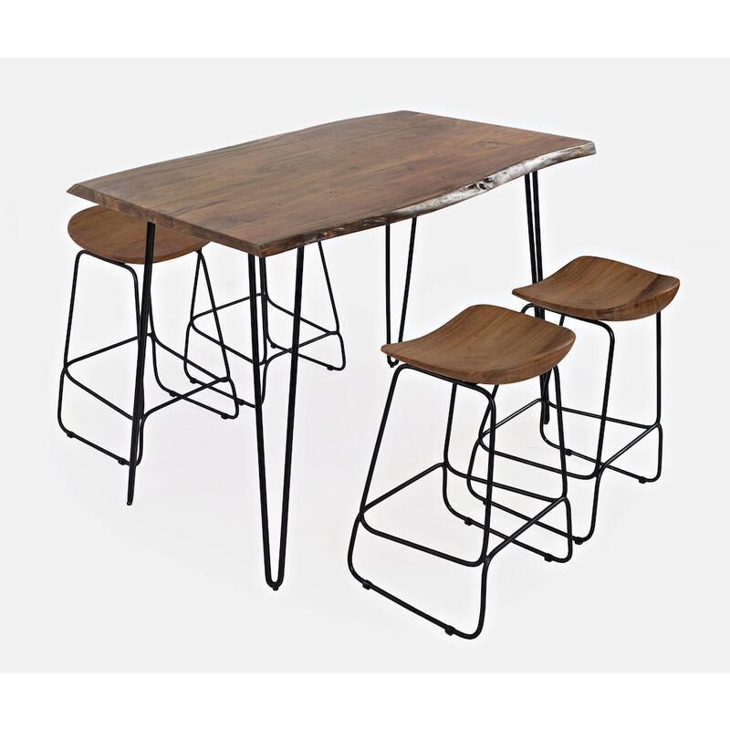 Jofran Nature's Edge Solid Acacia 52 Five-Piece Counter Height Dining Set