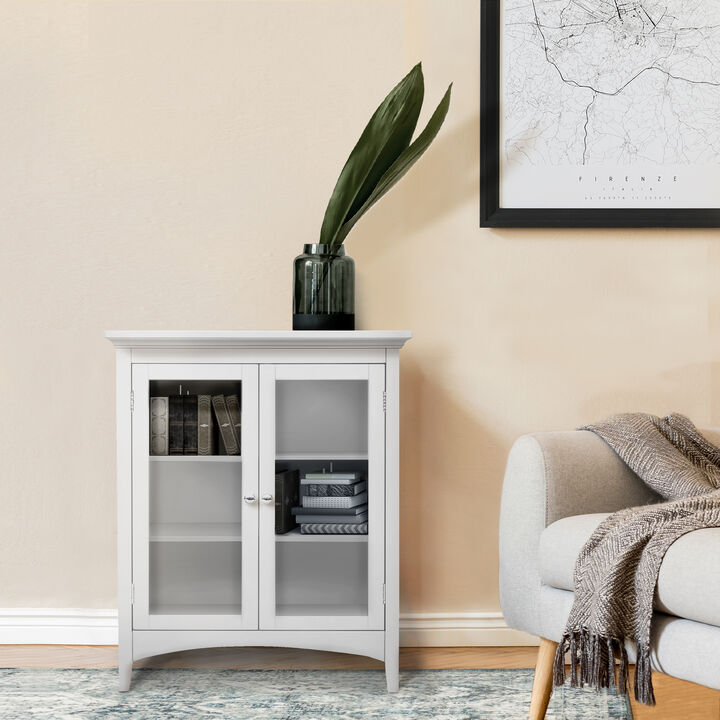 Teamson Home Madison Wooden Floor Cabinet with 2 Glass Doors, White