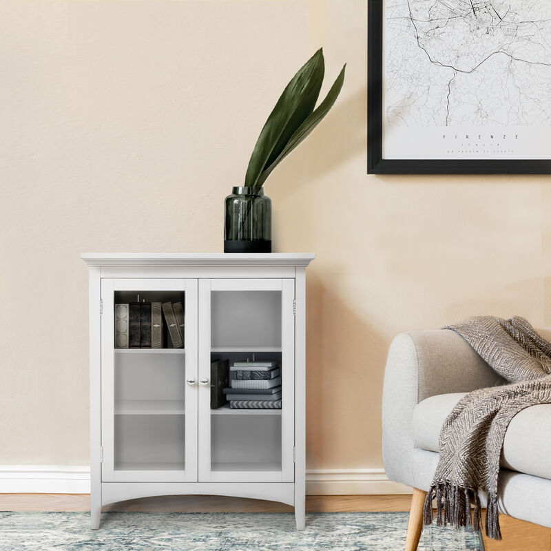 Teamson Home Madison Wooden Floor Cabinet with 2 Glass Doors, White