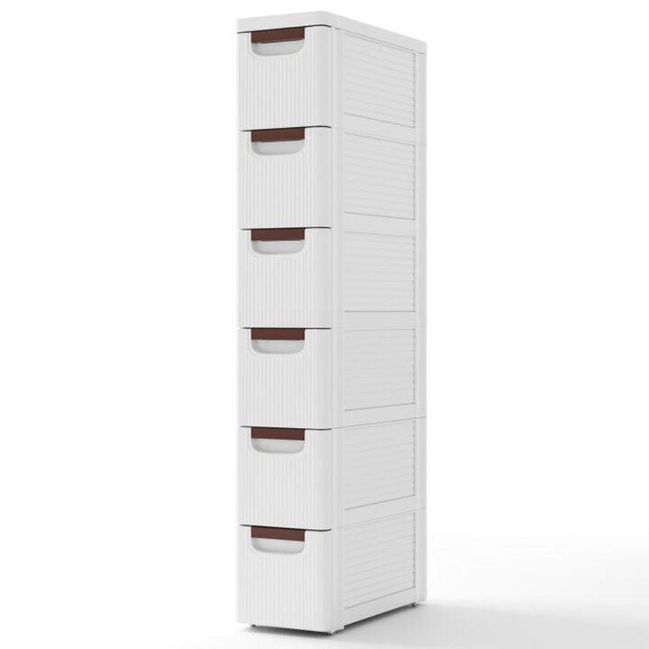 Hivvago 3/4/5/6-Drawer Rolling Organizer Unit Narrow Storage Cabinet with Built-In Wheels for Small Space