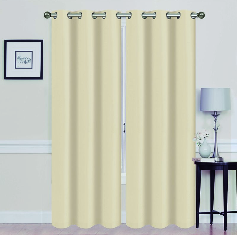 Solid Blackout Grommet Curtain Panels With Foam Backing (Set of 2)