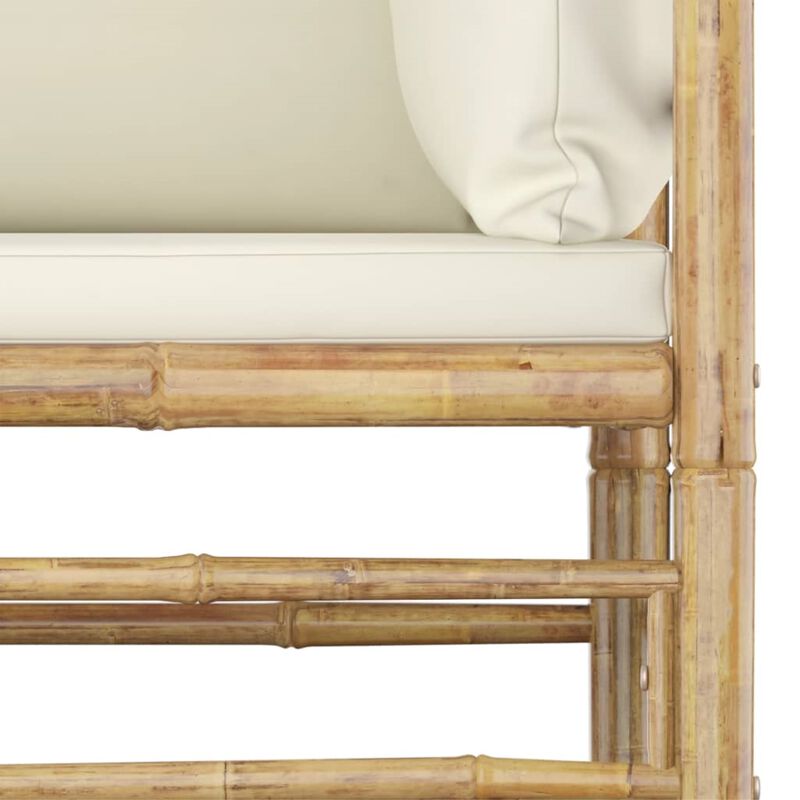 vidaXL 2 Piece Garden Lounge Set with Cream White Cushions Bamboo