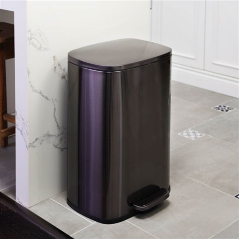 Step Pedal Stainless Steel Trash Can Durable Kitchen Waste Bin with Soft-Close Lid