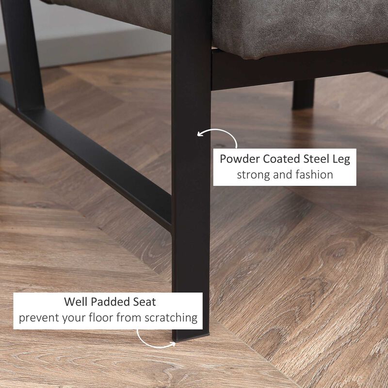 Slate Grey Accent Seat: Industrial-Inspired Faux Leather Chair