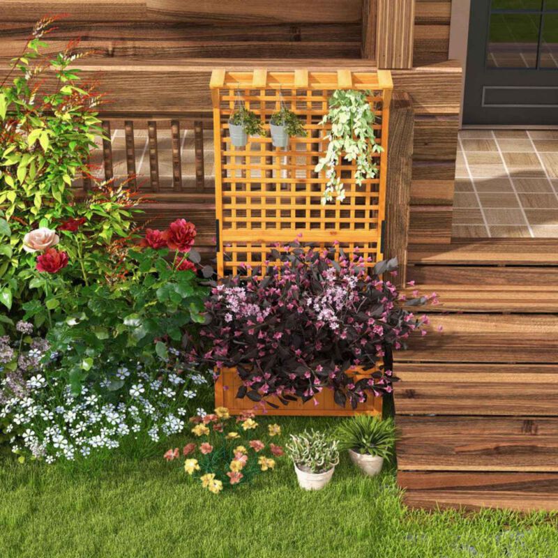 Hivvago Raised Garden Bed with Trellis and Hanging Roof