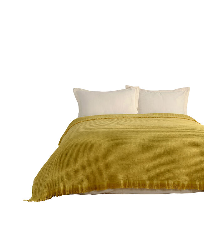 Textile Waffle Plain Cotton Queen Coverlet