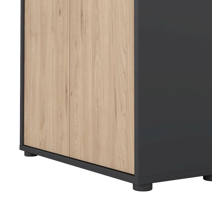 Tvilum Adjustable 3 Shelf Bookcase with 2 Doors, Open Storage Home Office Bookshelf