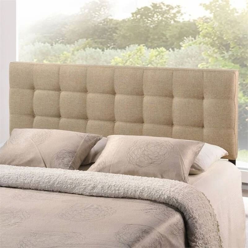 QuikFurn Full size Modern Beige Tan Taupe Fabric Tufted Upholstered Headboard