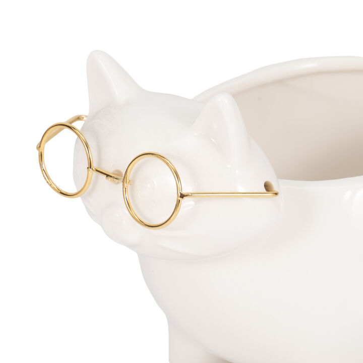8" Cer Boho Kitty Trinket Dish