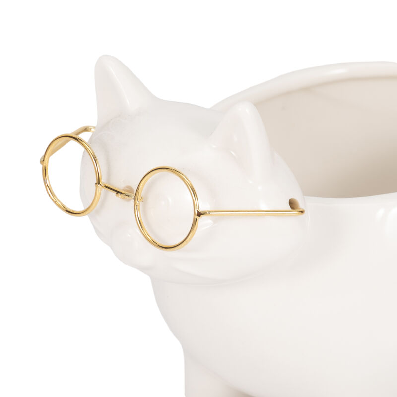 8" Cer Boho Kitty Trinket Dish