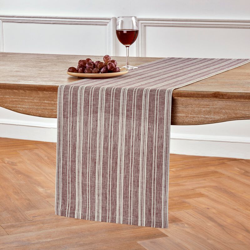 Solino Home 100% Pure Linen Table Runner 14 x 108 Inch | Chelsea Stripe