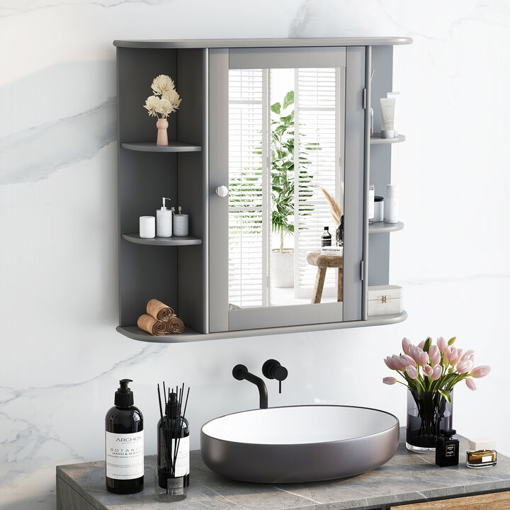 Costway Multipurpose Mount Wall Surface Bathroom Storage Cabinet Mirror White