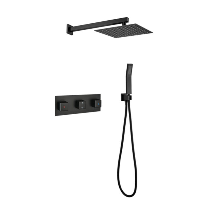 Luxury Rainfall Shower System with Matte Brass Finish and Handheld Shower Wand