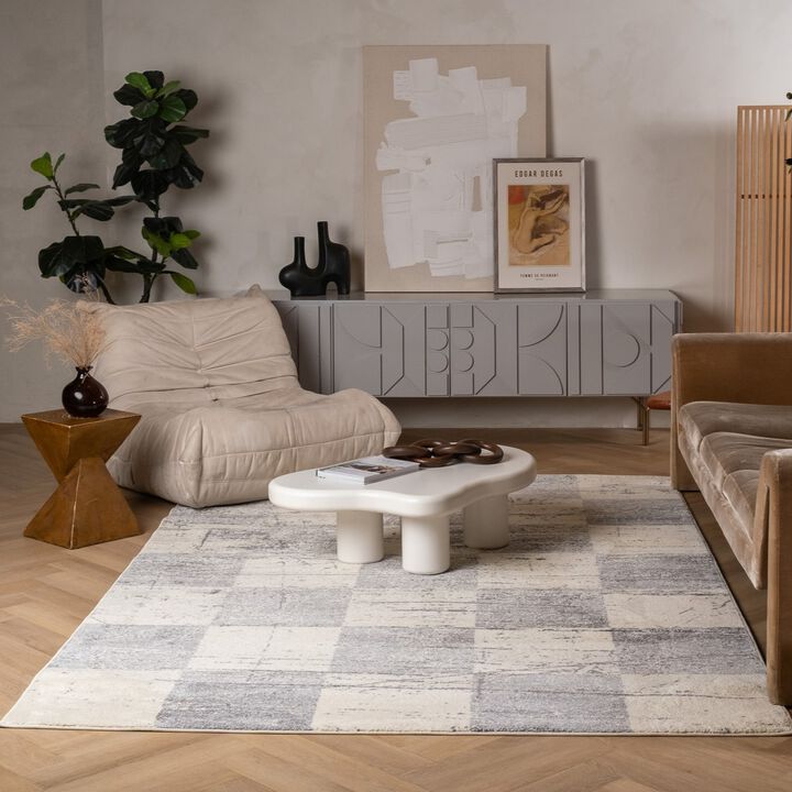 Nova Contemporary Geometric White Grey Indoor Area Rug