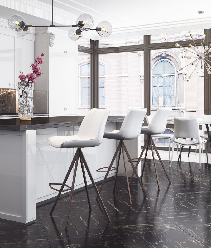 Aki Barstool (Set of 2) White & Walnut