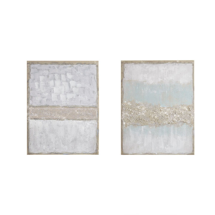 Gracie Mills Wiggins 2-Piece Hand-Embellished Glitter Canvas Wall Art Set