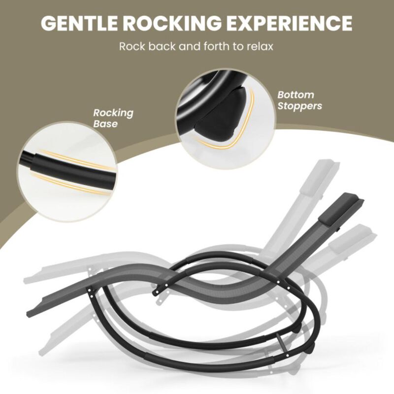 Hivvago Outdoor Rocking Lounge Chair with Removable Headrest