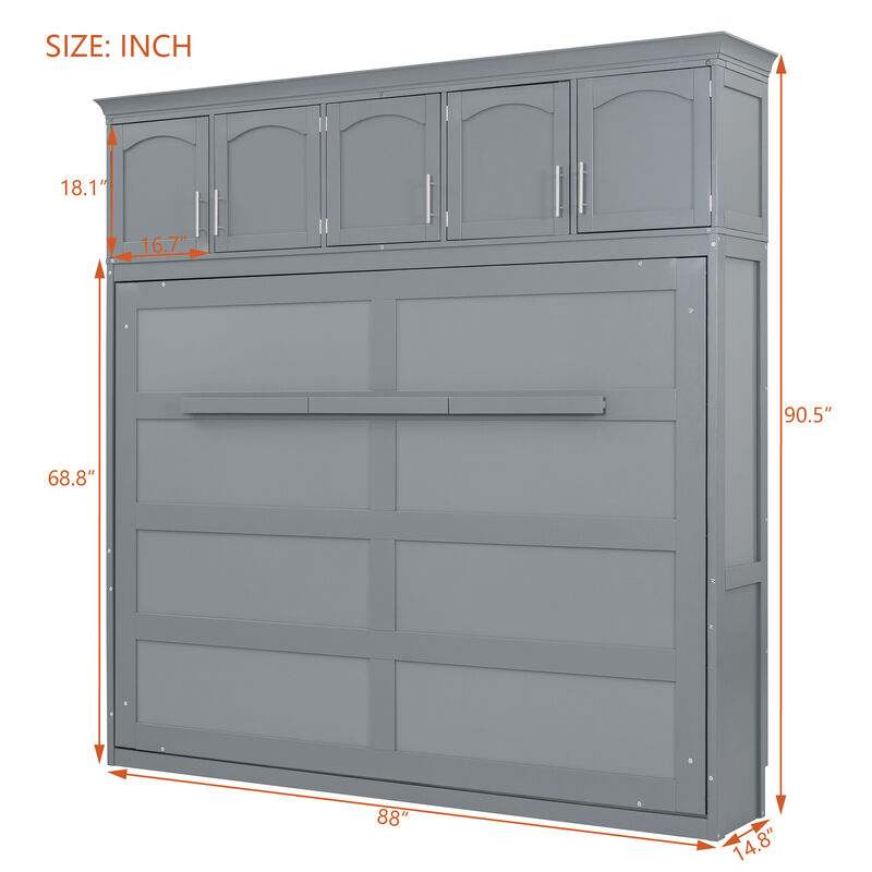 Merax Murphy Bed Wall Bed with Top Cabinets