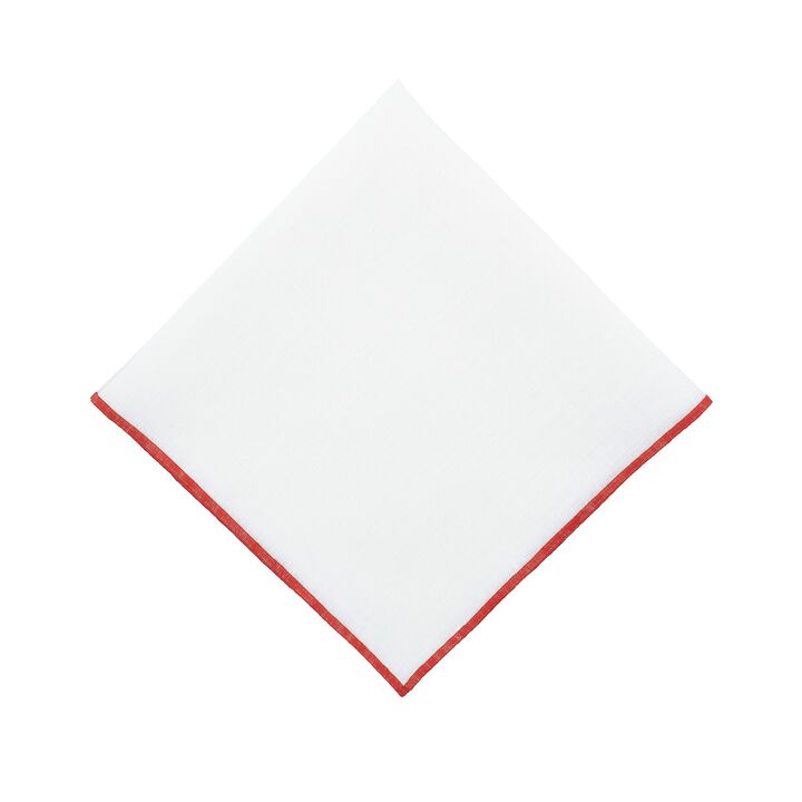 Linen Napkins With Red Stitch Edges, Set of 4