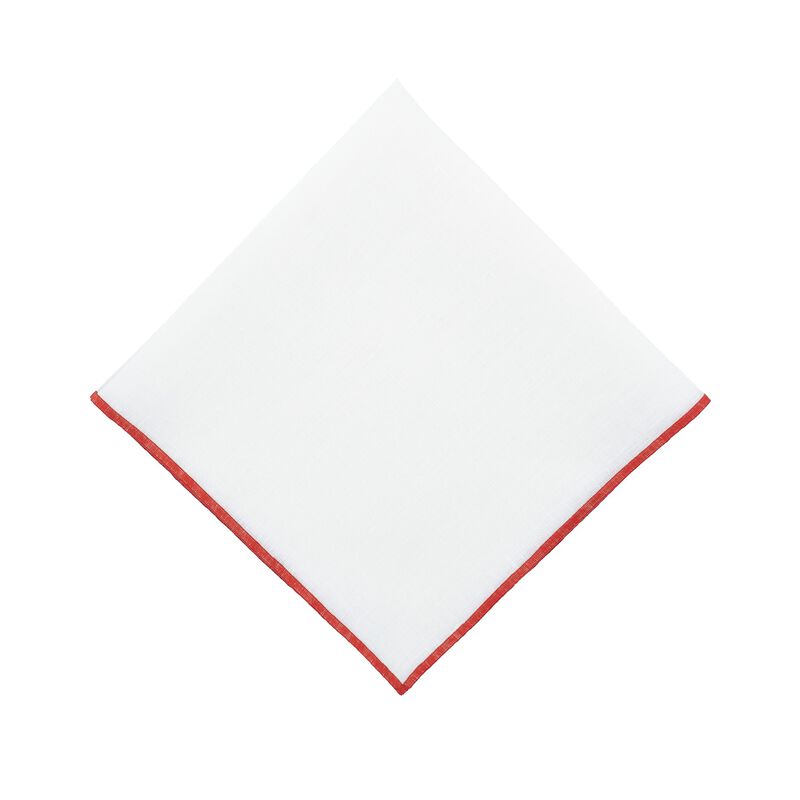 Linen Napkins With Red Stitch Edges, Set of 4