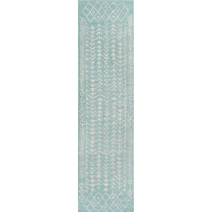Ziri Moroccan Geometric Black/Cream. Runner Rug